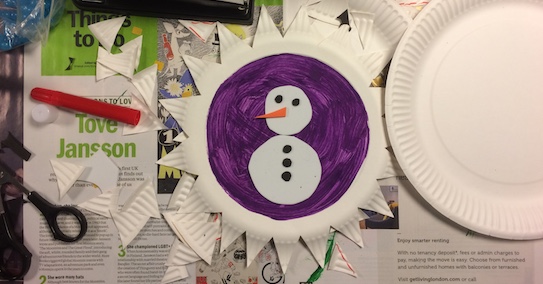 Paper plate snowman