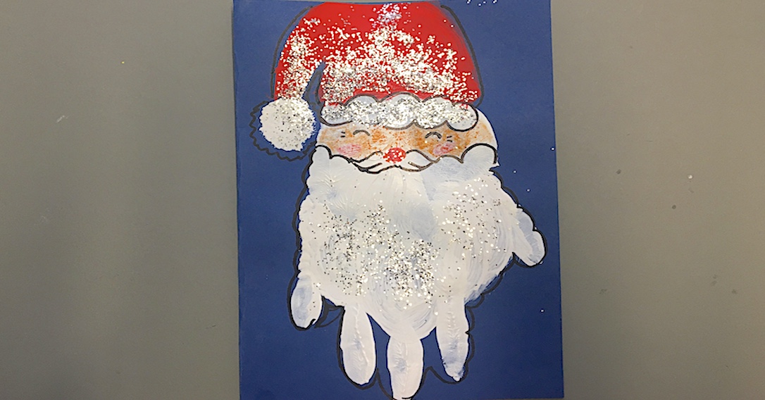 decorate the Santa handprint card